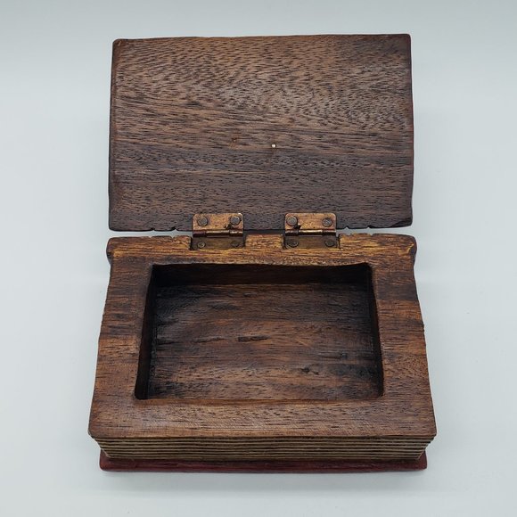 Handcrafted Wood Sleeping Cat on Book Trinket Box - Picture 3 of 14